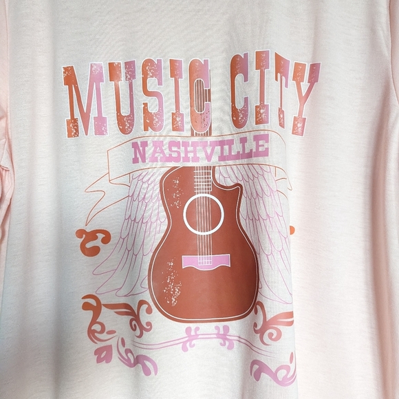 Pink and red Nashville Music City western short sleeve tee size M - Picture 4 of 7